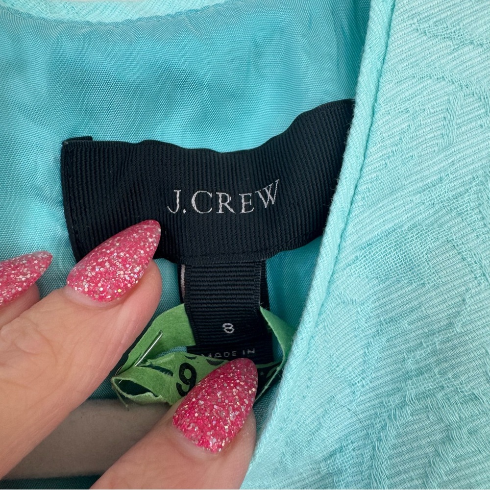 J. Crew Women's Matelasse Tiffany Blue Sheath Dress Aqua Size 8 $138 - Picture 5 of 10